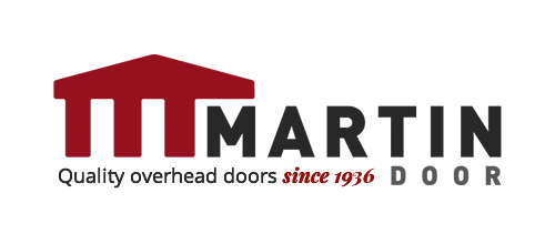 Martin Door logo with red roof icon and tagline “Quality overhead doors since 1936”