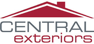Central Exteriors logo with red roof graphic and gray-red text