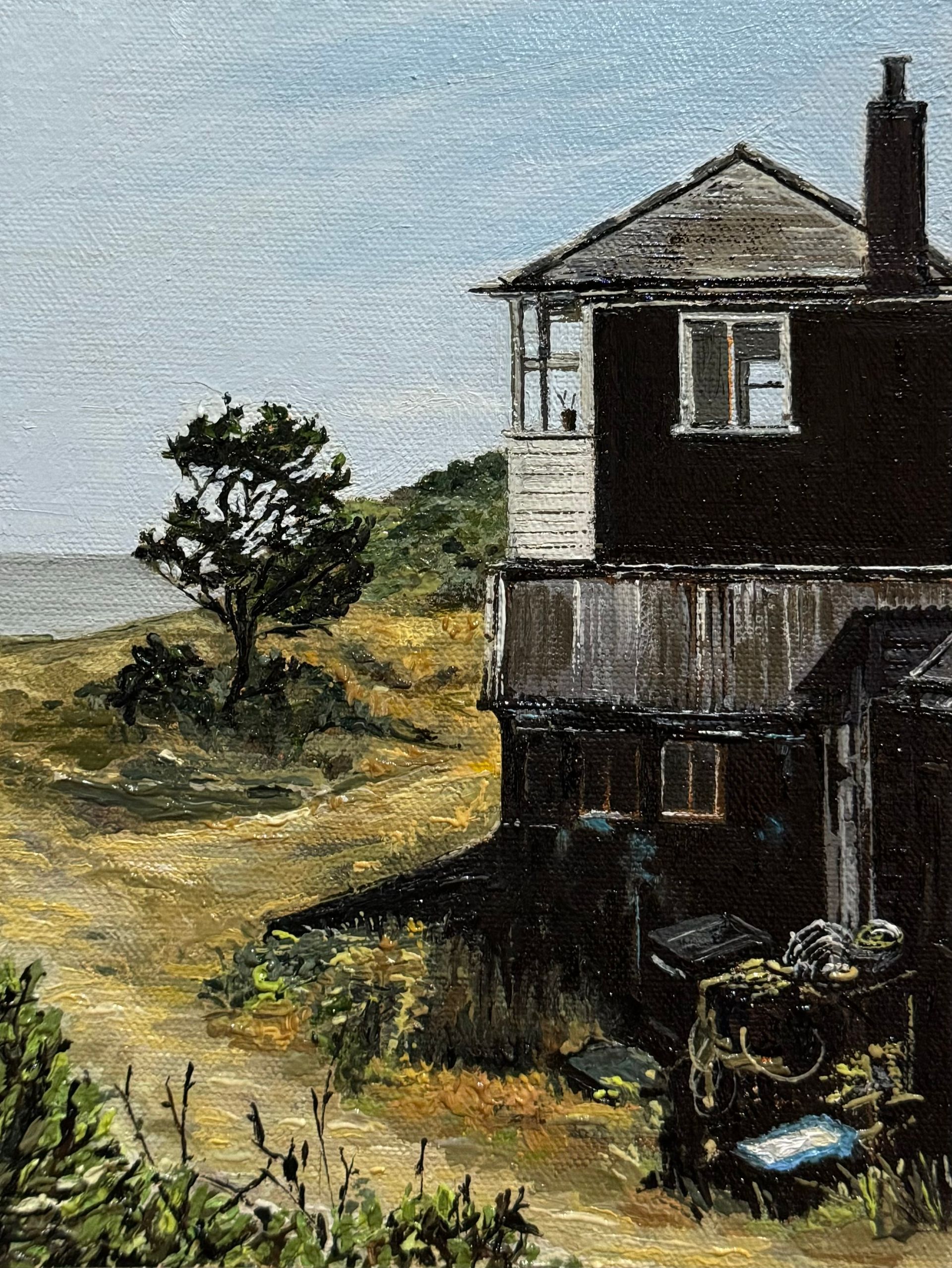 The Lookout, Sizewell Beach, oil on canvas, 8 x 6, framed
