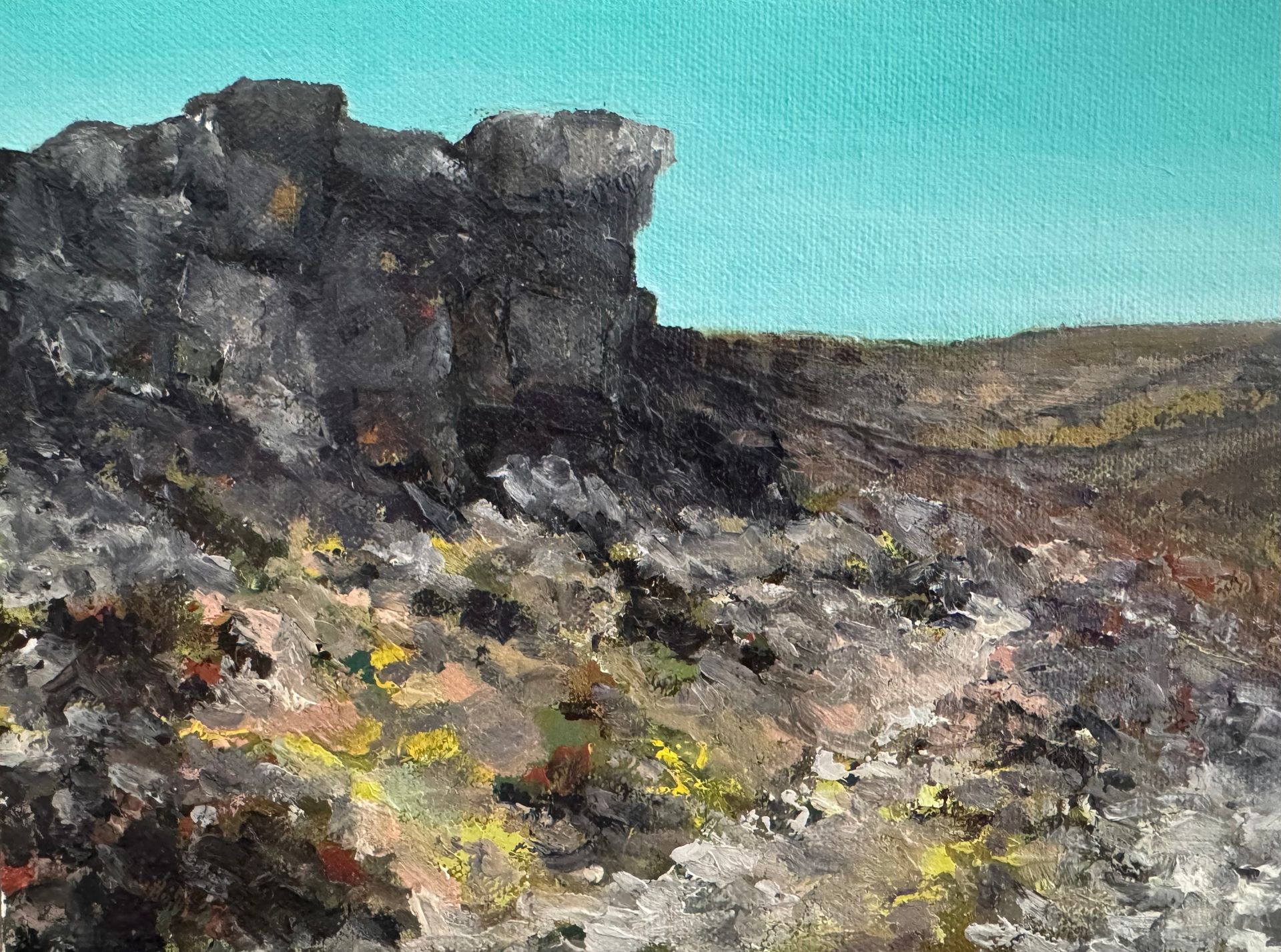 Carver Edge, Derbyshire, oil on canvas, 8 x 6 framed