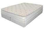 A white mattress is sitting on top of a white bed frame.