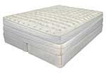 A white mattress is sitting on top of a white bed frame.