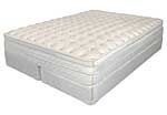 A white mattress is sitting on top of a white bed frame.