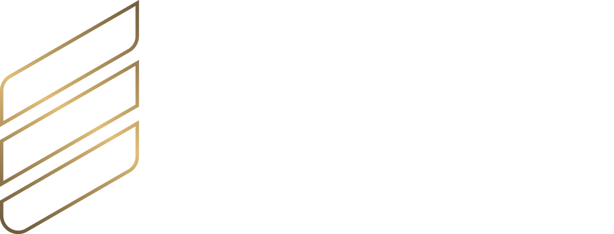 Gold outlined stacked diagonal stripes on a white background