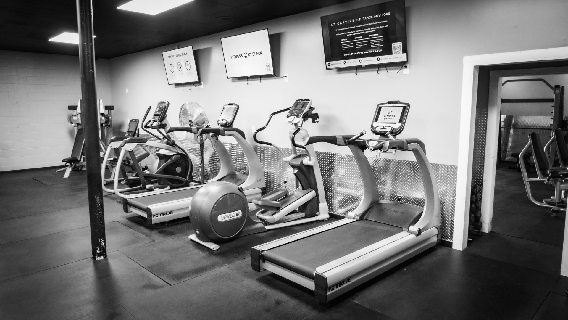 Cardio area with treadmills and bikes at Fitness @ KT Black private studio in Amarillo, TX