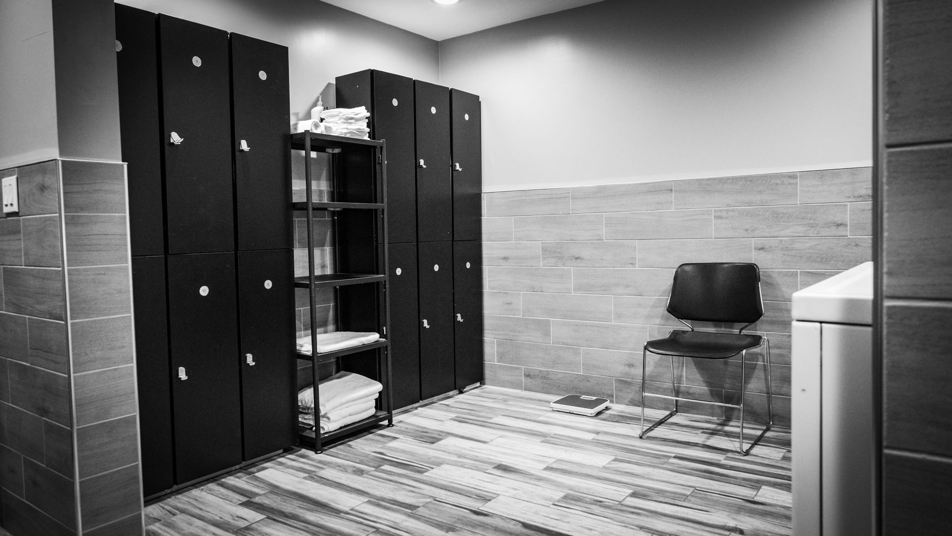 Private locker room and shower facility at Fitness @ KT Black studio in Amarillo, TX