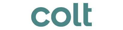 The word colt is written in blue on a white background.