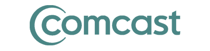 The comcast logo is blue and white on a white background.