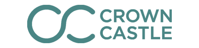 A logo for crown castle is shown on a white background.
