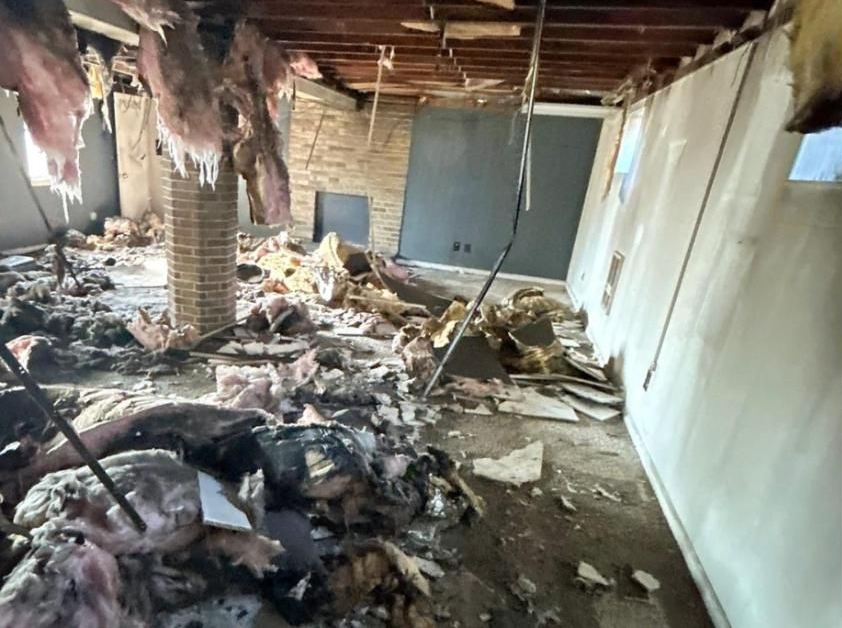 Basement with fire and water damage before ClassONE restoration in Lebanon, PA