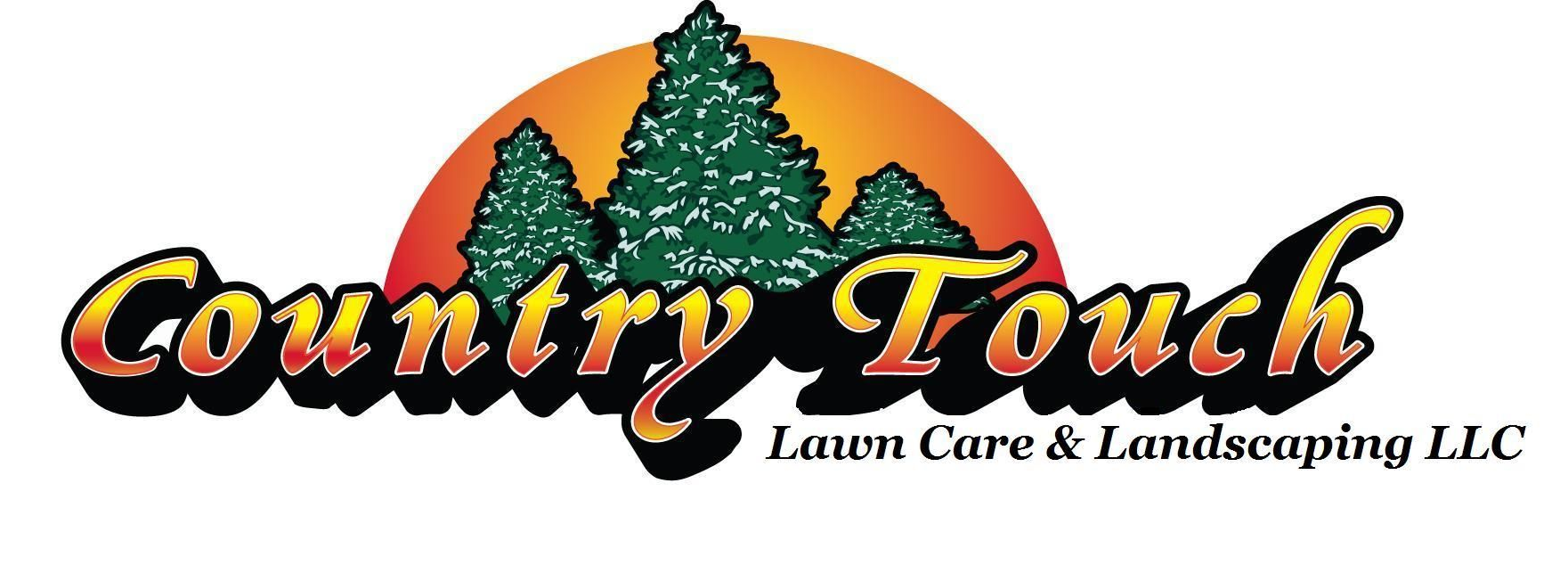 Country Touch Lawn Care & Landscaping LLC logo with pine tree and yellow-red text