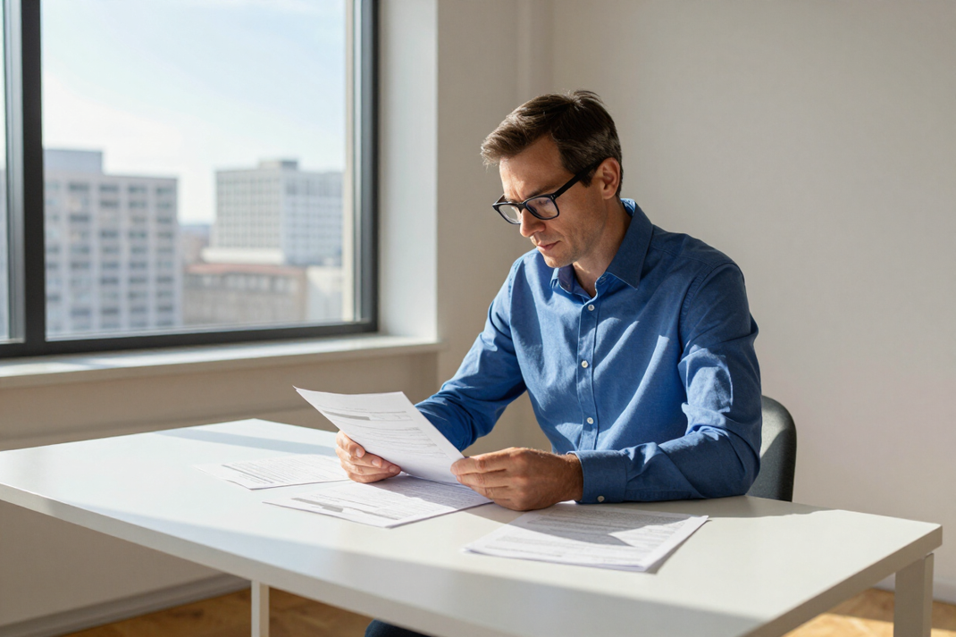 Phoenix owner-operator reviewing financial documents