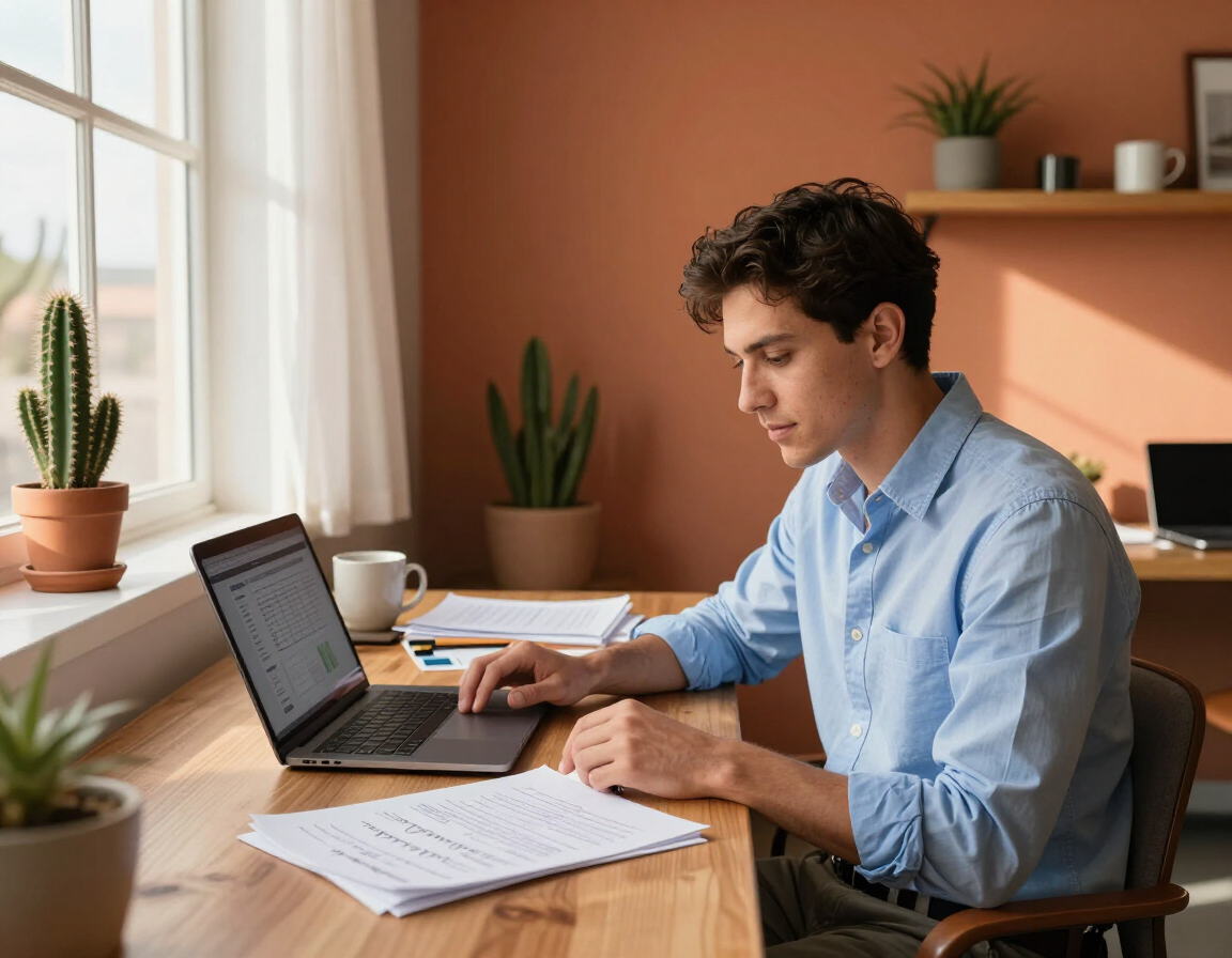 Entrepreneur reviewing a business plan