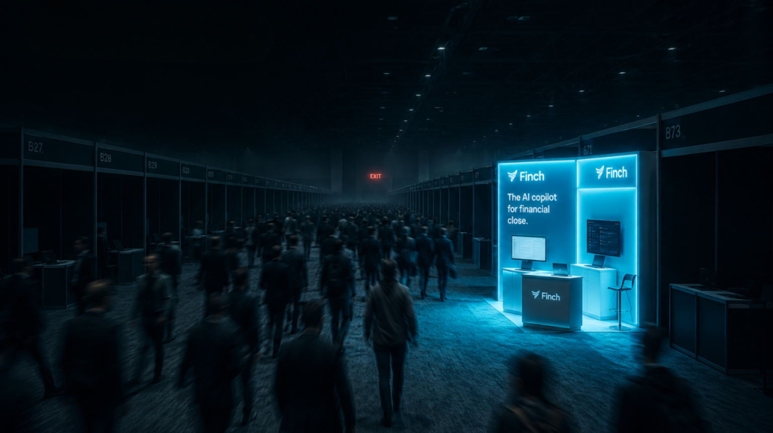 Picture of people walking by a trade show booth