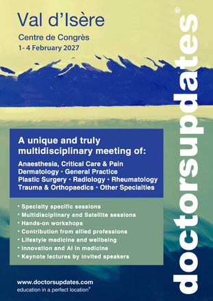 Val d'Isère 2027 poster: Doctors Updates multidisciplinary meeting, Centre des Congrès, 1–4 February 2027
