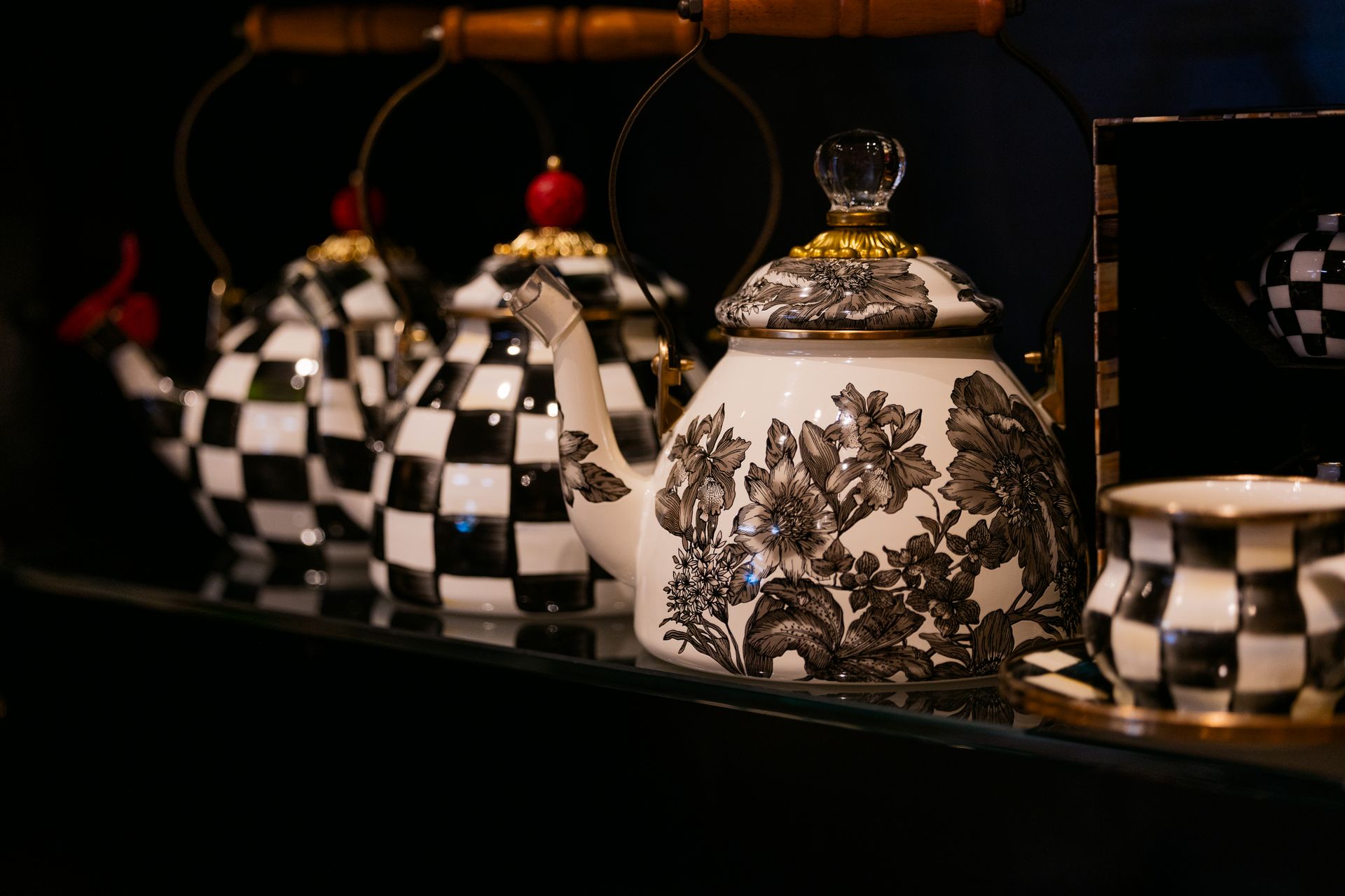 MacKenzie-Childs hand-painted collection on display at The Shoppes in Middlebury, CT.