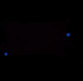 Pantalla oscura con dos pequeños puntos azules, uno cerca del borde izquierdo y otro cerca de la esquina superior derecha.