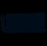 Pantalla o panel rectangular de color azul oscuro sobre fondo negro, visto con poca luz.