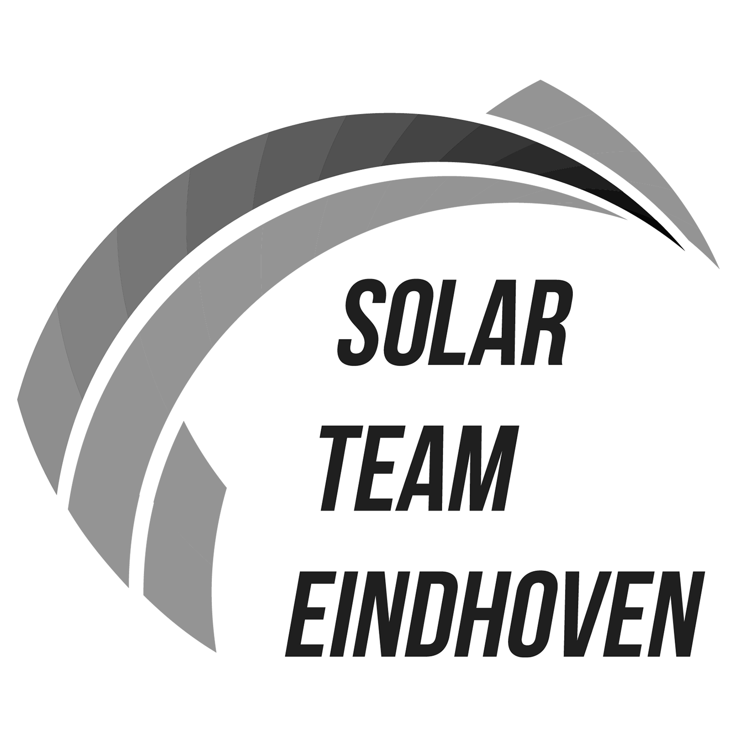 Logo van Solar Team Eindhoven: Grijze gebogen lijnen met de tekst 