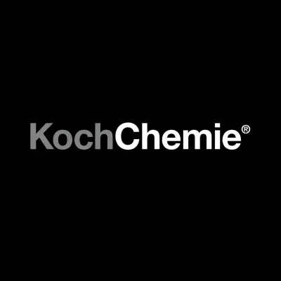 Koch Chemie logo in white and gray on black background.