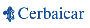 Un logo blu e bianco per cerbaicar su uno sfondo bianco