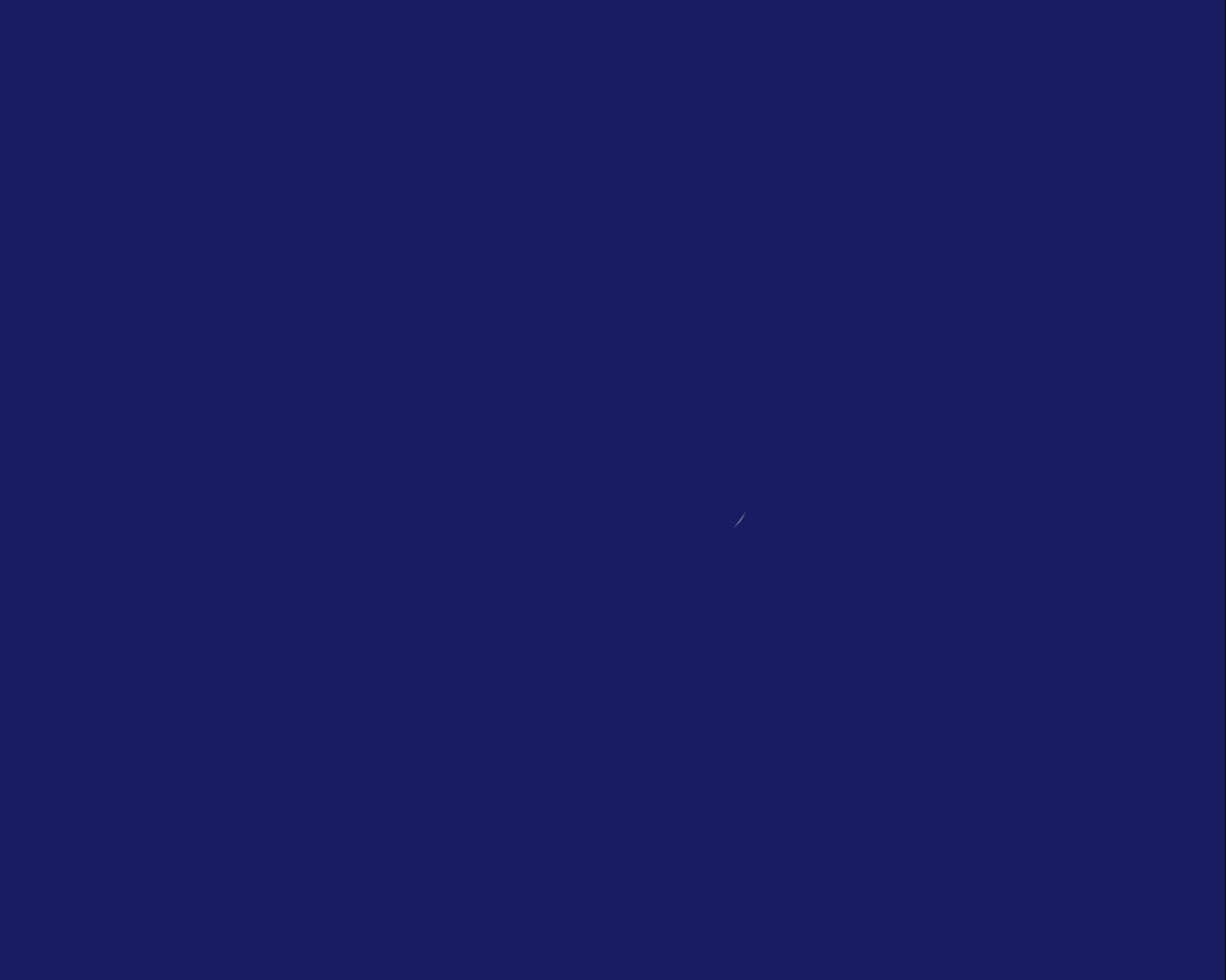Solid dark blue screen with a small faint dot near the center-right.