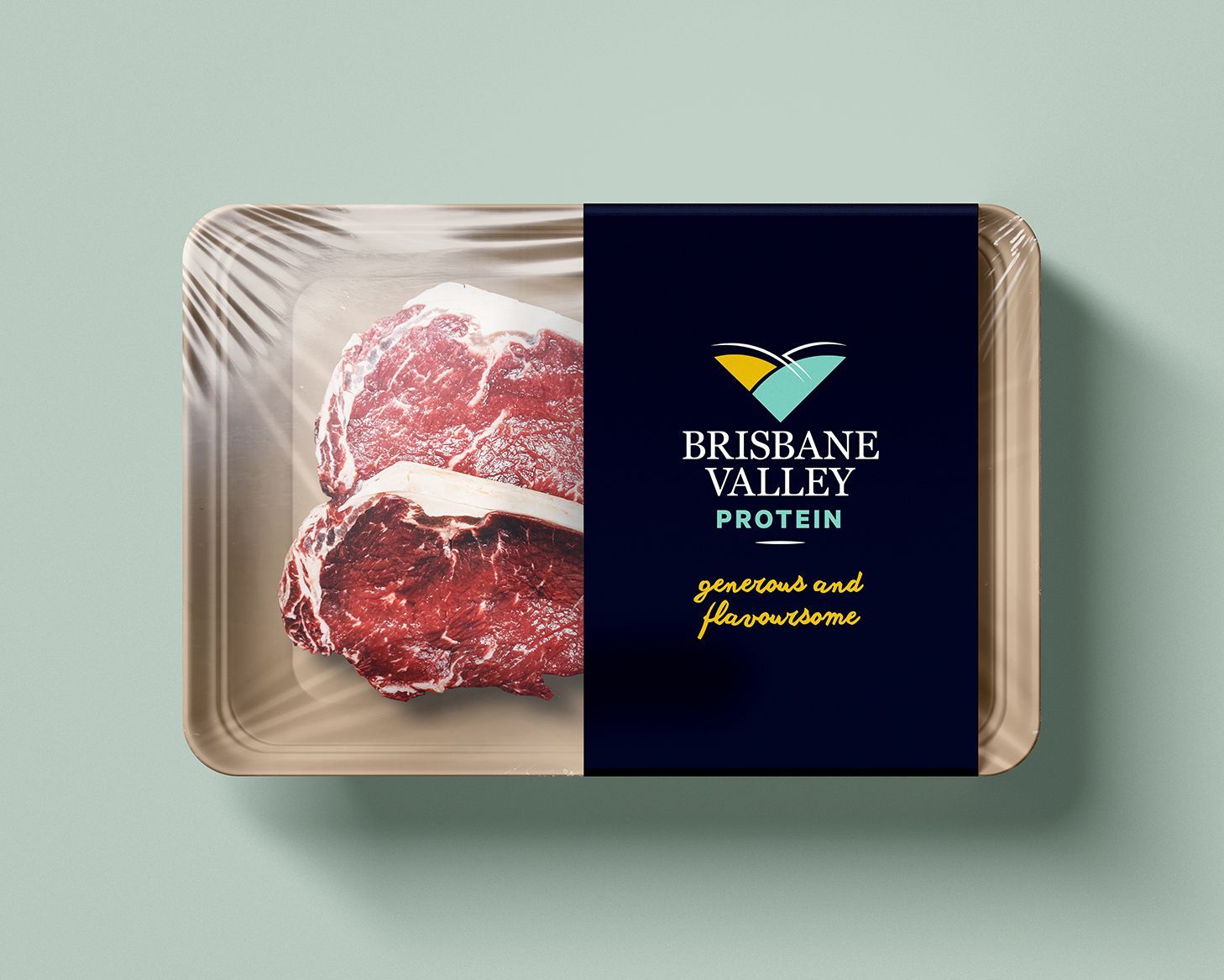 A tray of Brisbane Valley protein steaks is sitting on a table.