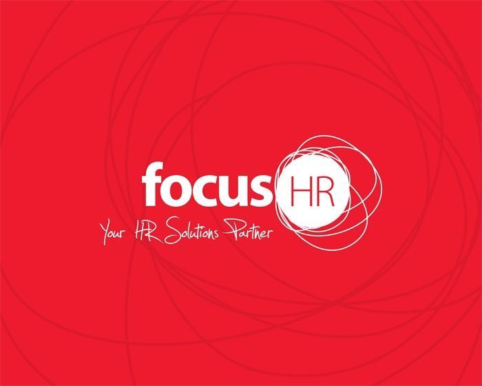 The focus hr logo is on a red background