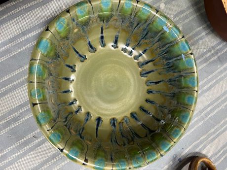 ceramic  green and blue bowl 