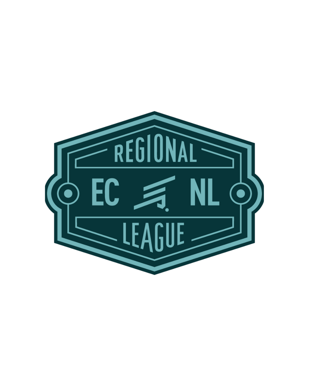 Teal Regional EC NL League badge logo with outlined hexagon design