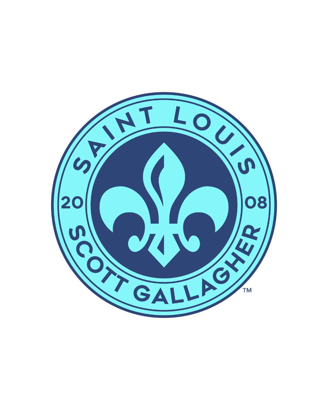 Saint Louis Scott Gallagher soccer club circular logo in teal and black