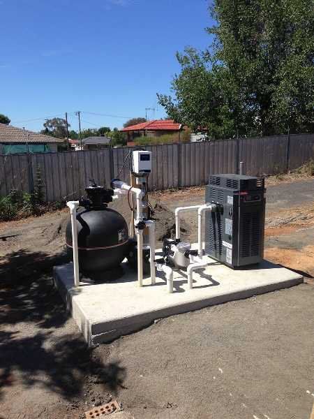 Water Heater and Pump on Concrete Slab — Pool and Landscaping in Dubbo, NSW