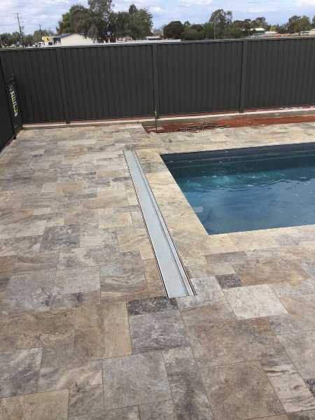 Travertine Pool Tiling — Pool and Landscaping in Dubbo, NSW