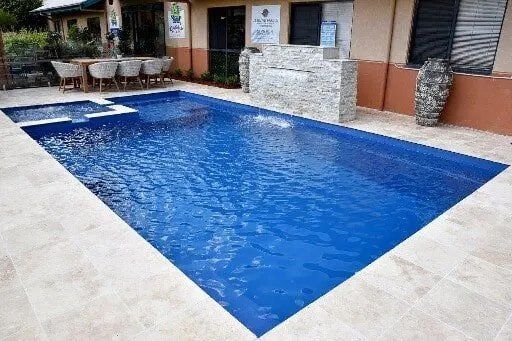 Vibrant Blue Pool with Built-in Spa — Inground Pools in Dubbo NSW