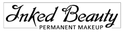 The logo for inked beauty permanent makeup is black and white.