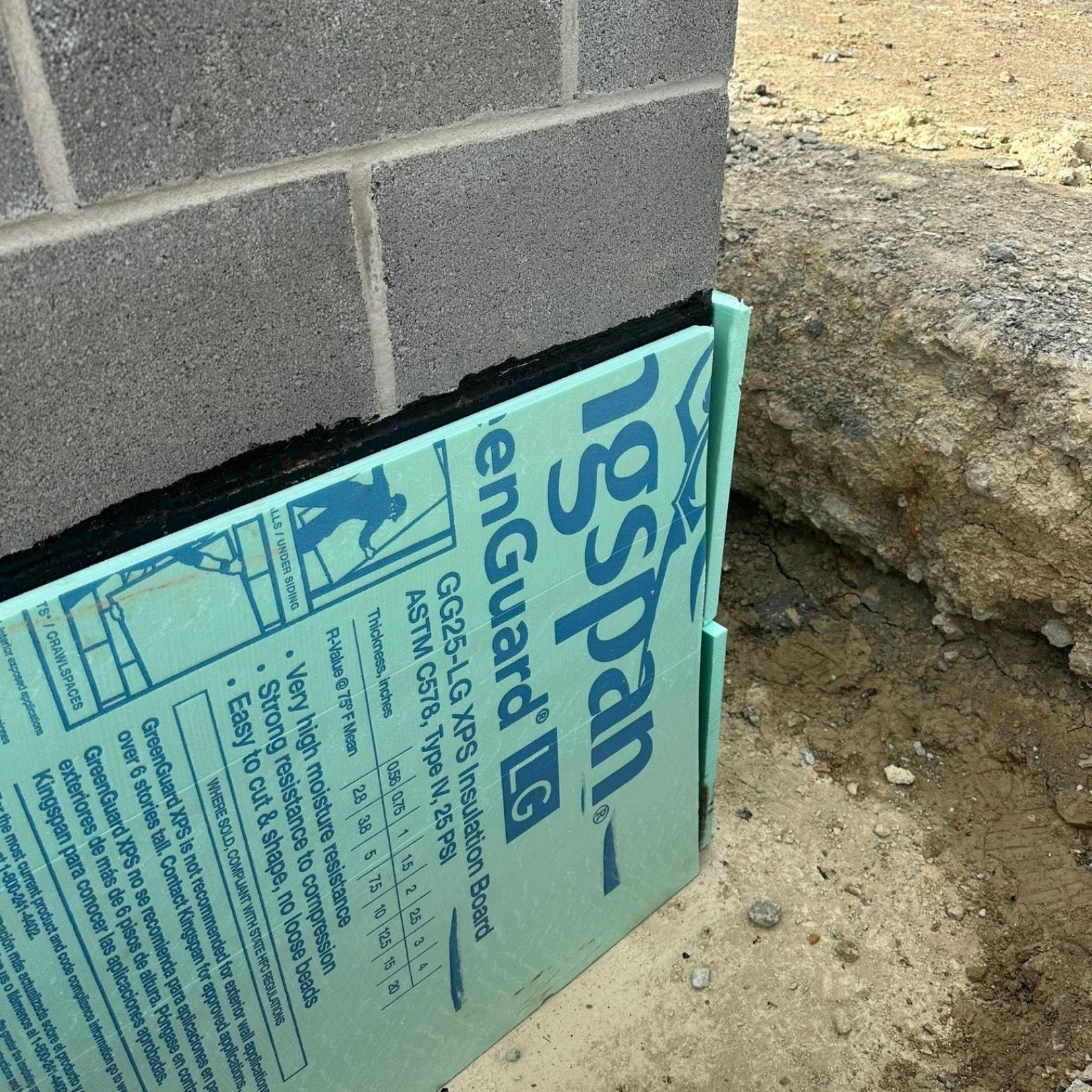 Insulation board labeled 