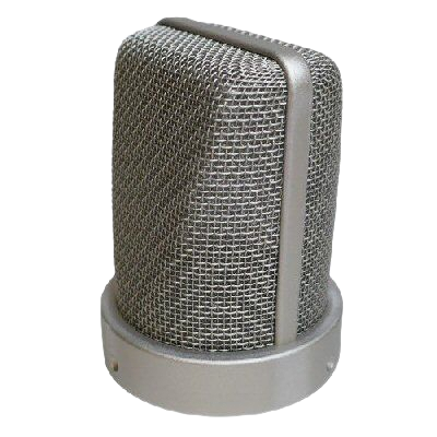 Slider image of a Nickel coloured wire mesh basket Neumann microphones Clickon image to see more of similar