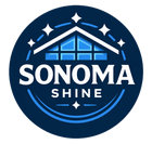 Sonoma Shine logo: White house silhouette with blue windows, stars, and text on a dark blue circle.