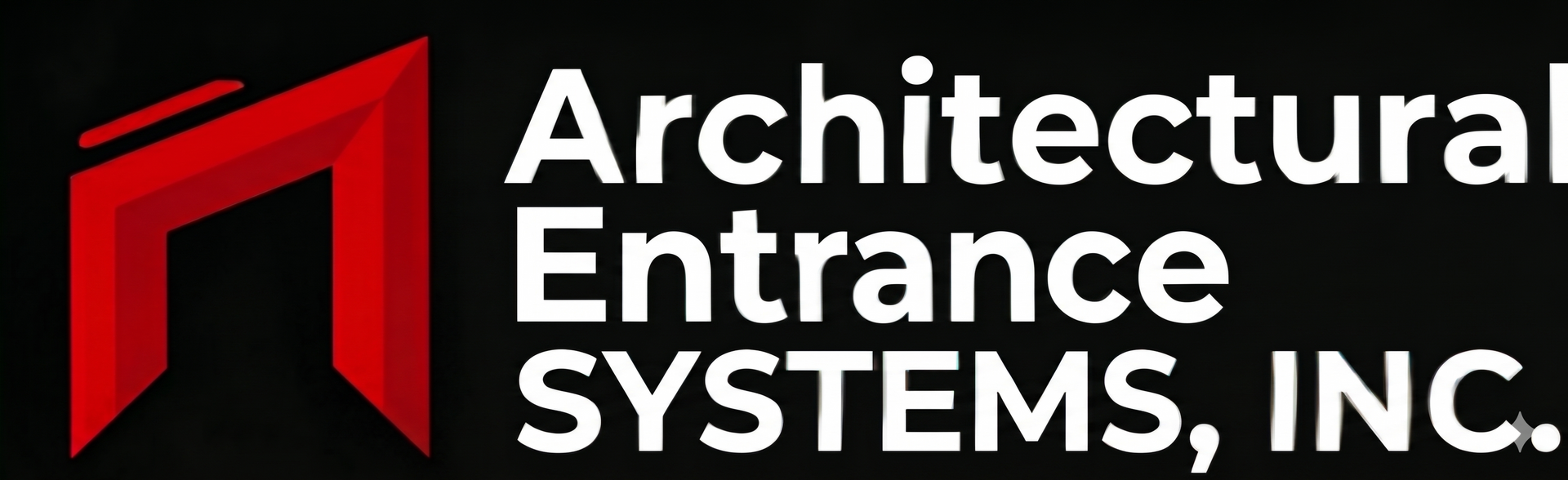Architectural Entrance Systems, Inc. logo in white and red on a black background