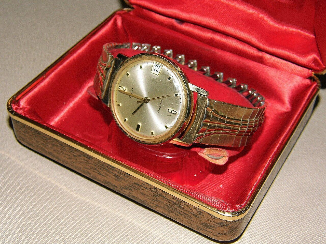 A vintage Timex Electric, Model 67, made in West Germany — one of the battery-powered electric watches Timex built before the quartz era.