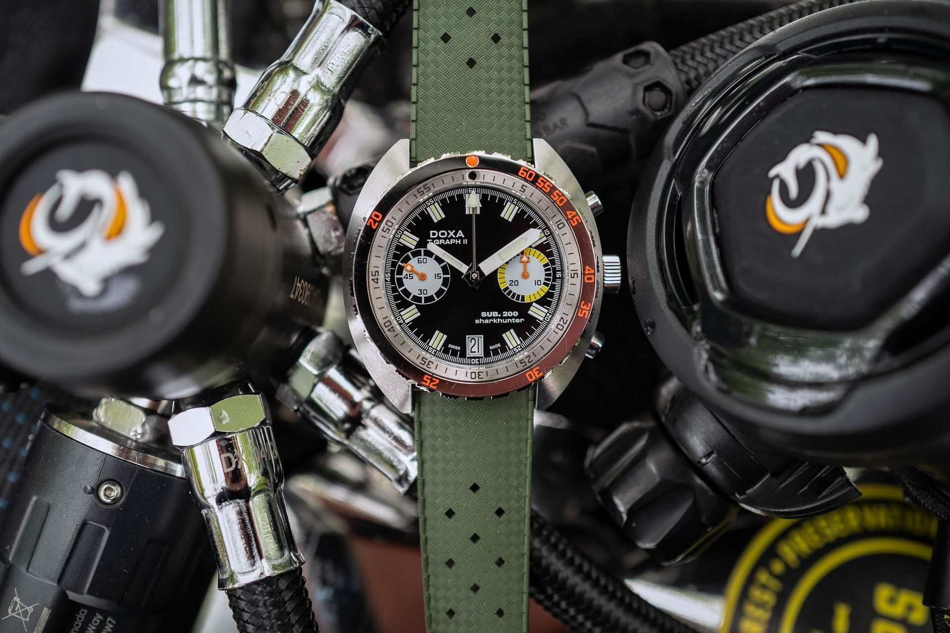 Doxa SUB 200 T.Graph II Professional orange dial on stainless steel bracelet, 42mm
