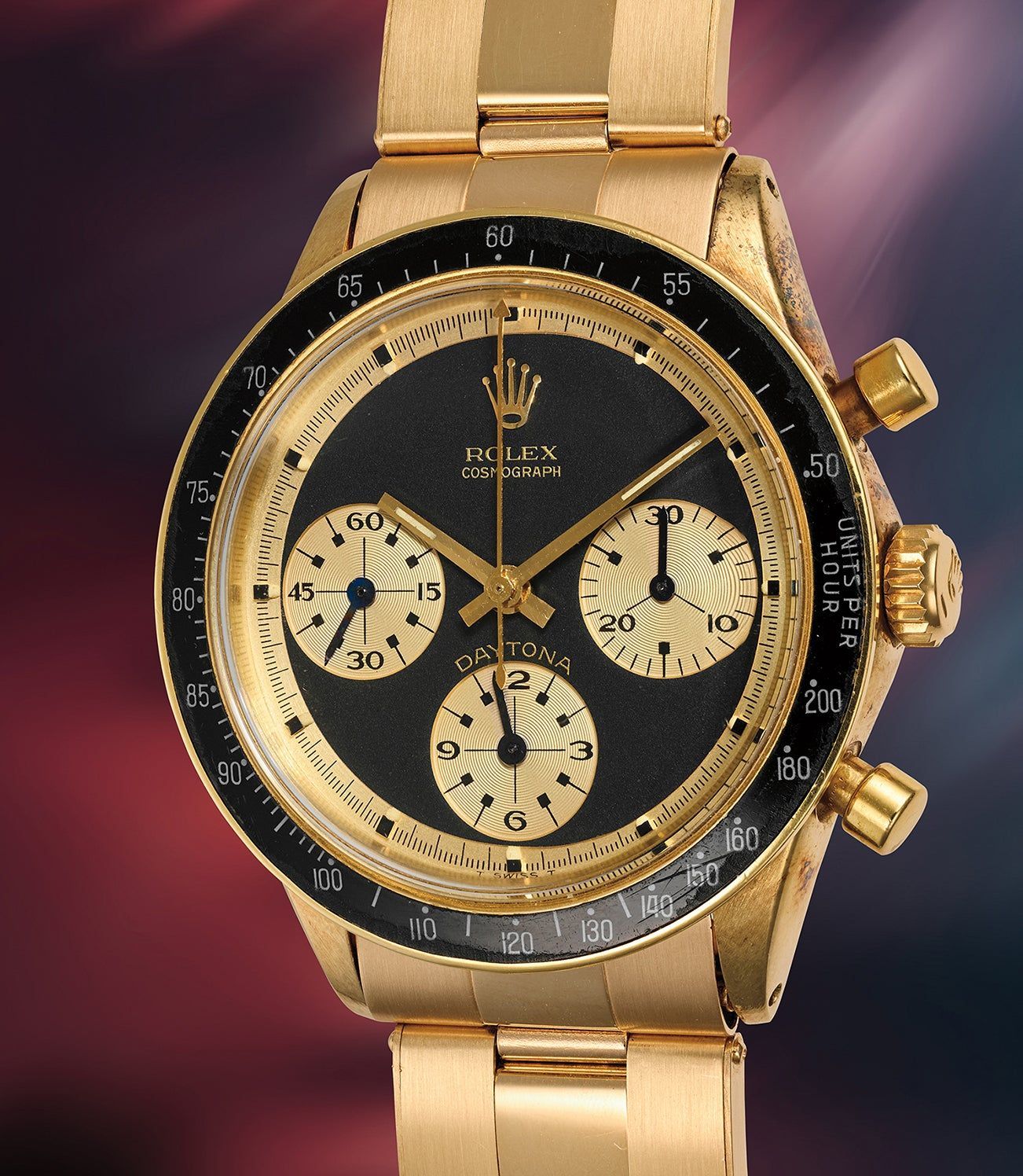 1969 Rolex Cosmograph Daytona Ref. 6241 John Player Special in 14k yellow gold with black-and-gold Paul Newman exotic dial