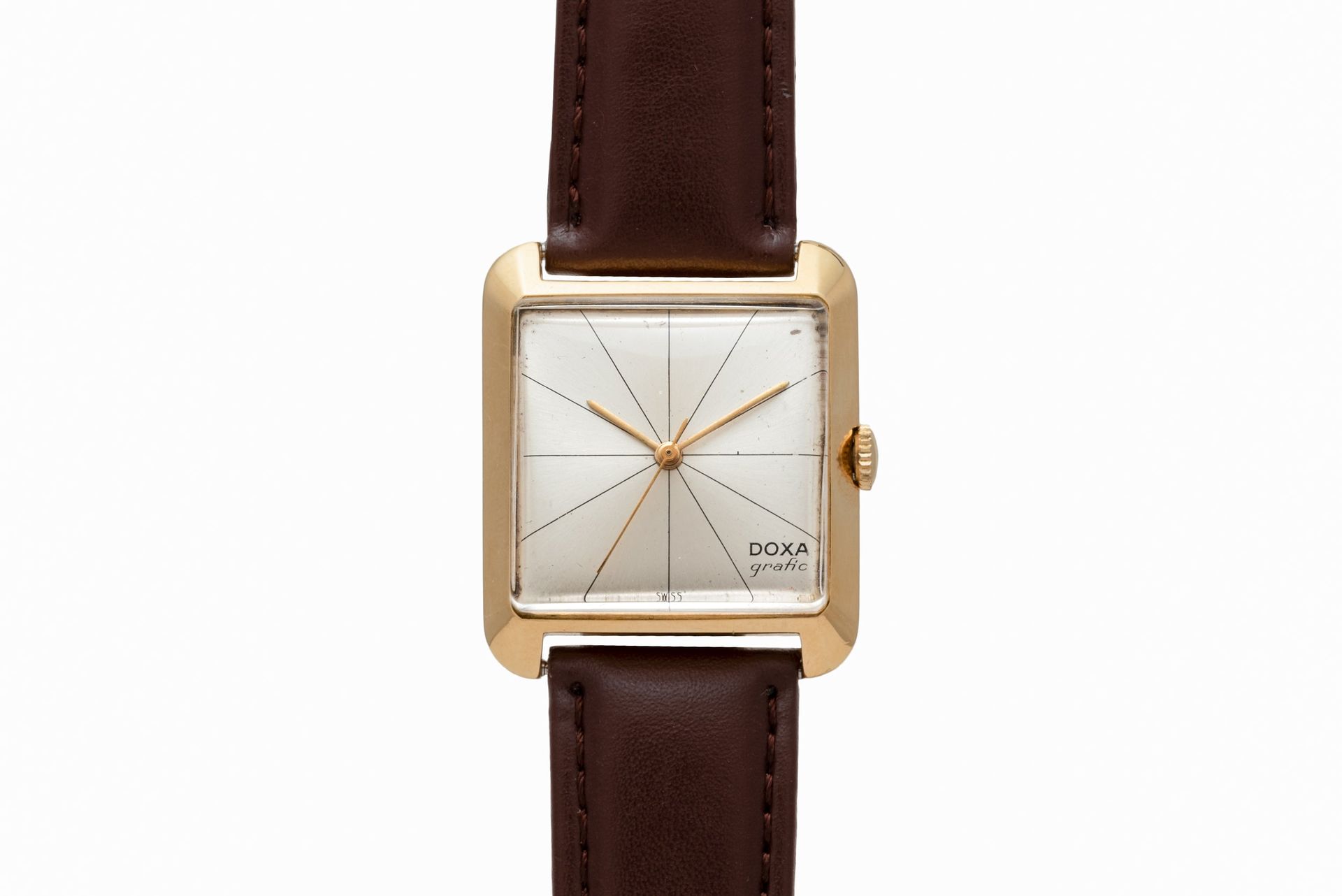 Doxa Grafic vintage square Bauhaus dress watch 1950s silver dial