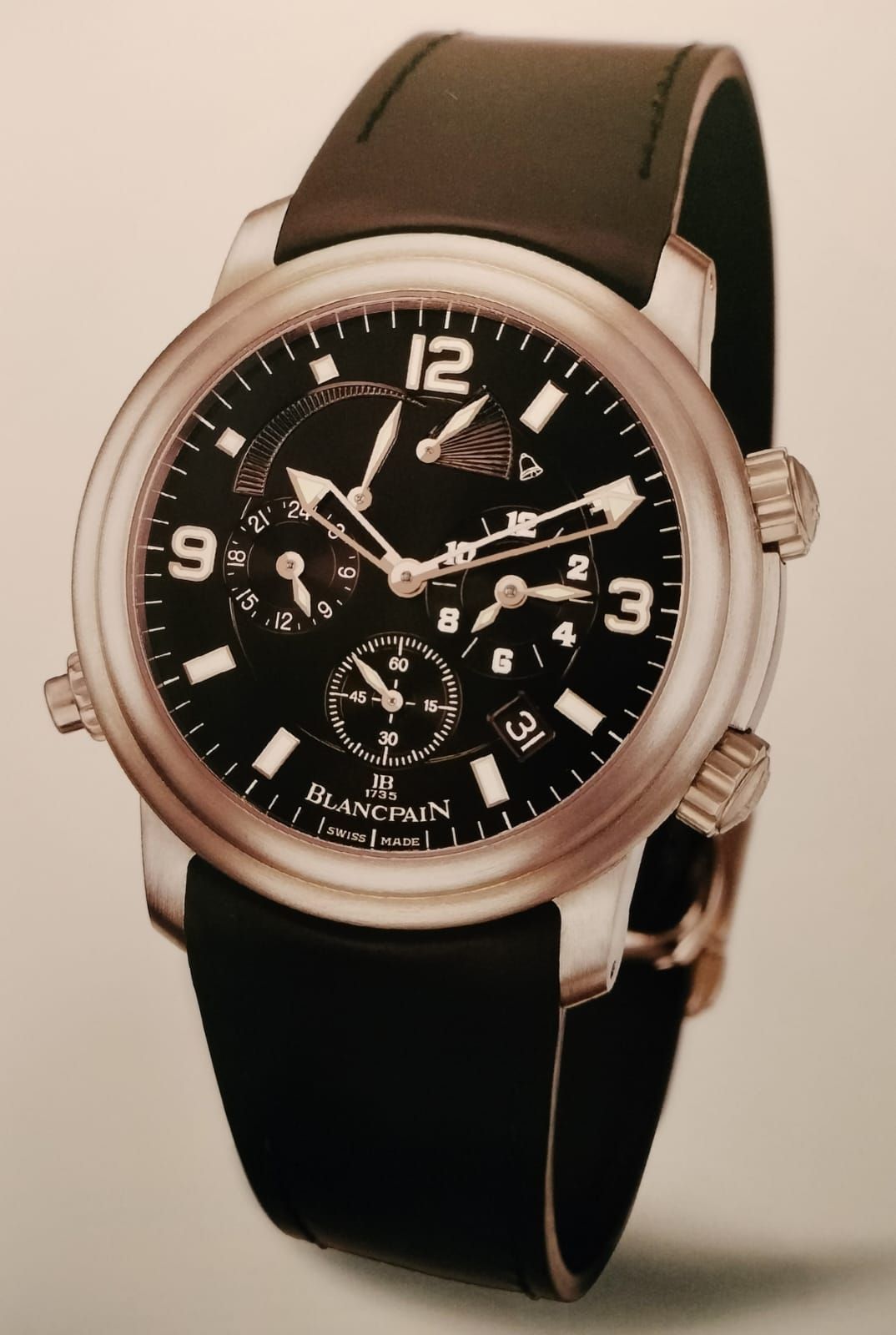 Blancpain Léman with dual time zone, alarm, and power reserve