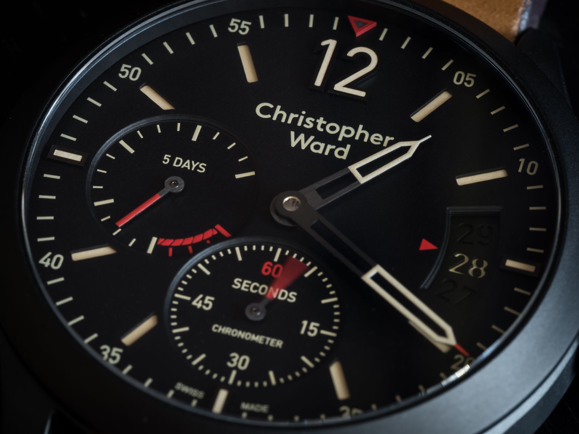 Christopher Ward C8 Power Reserve Chronometer dial view
