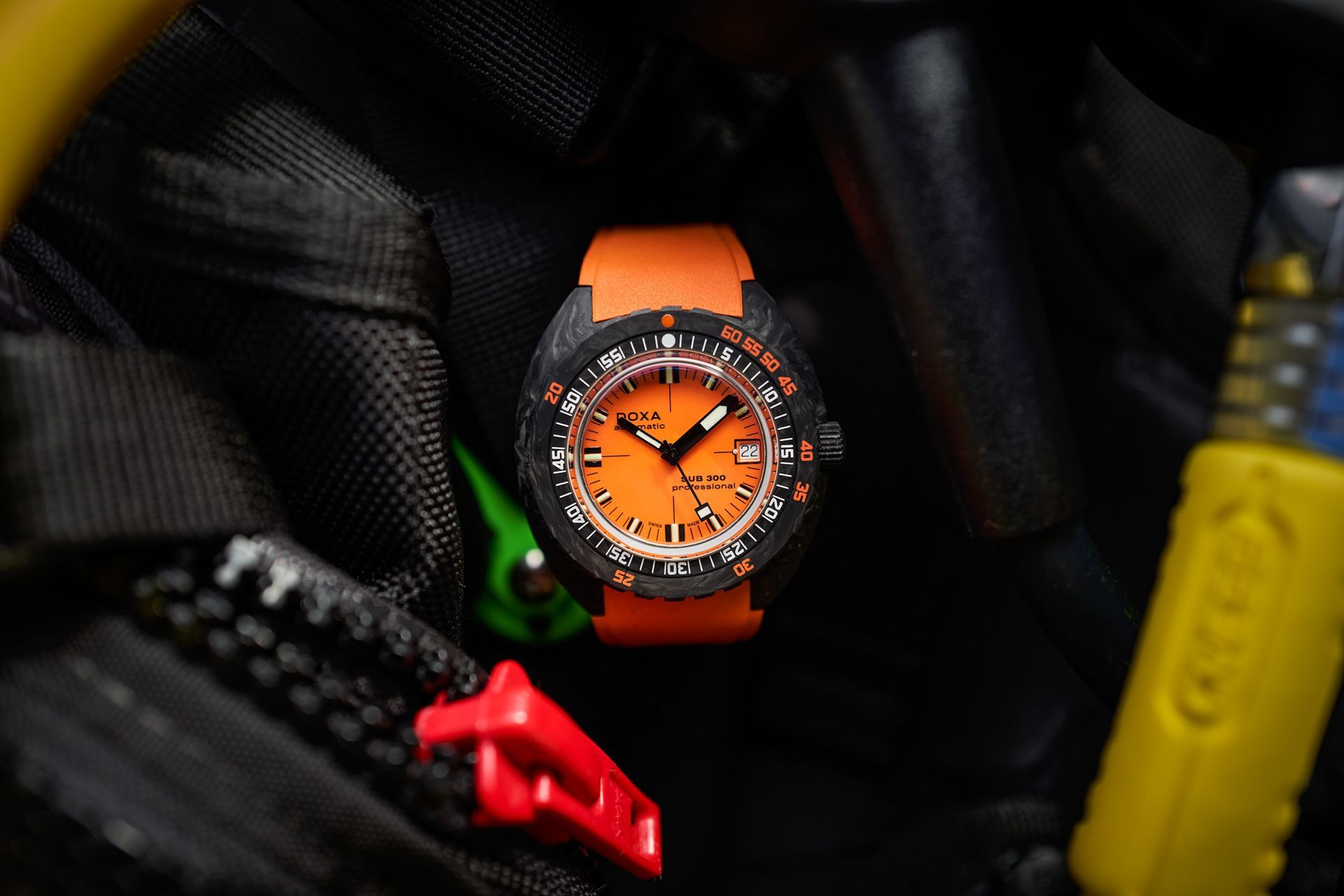 Doxa SUB 300 Carbon Professional orange forged carbon underwater