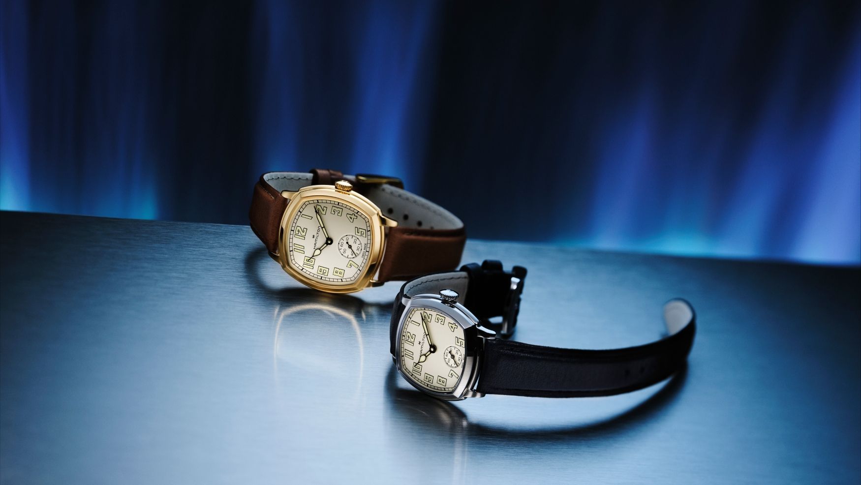 Hamilton American Classic Cushion Mechanical collection in steel and gold-tone PVD, 30mm and 34mm