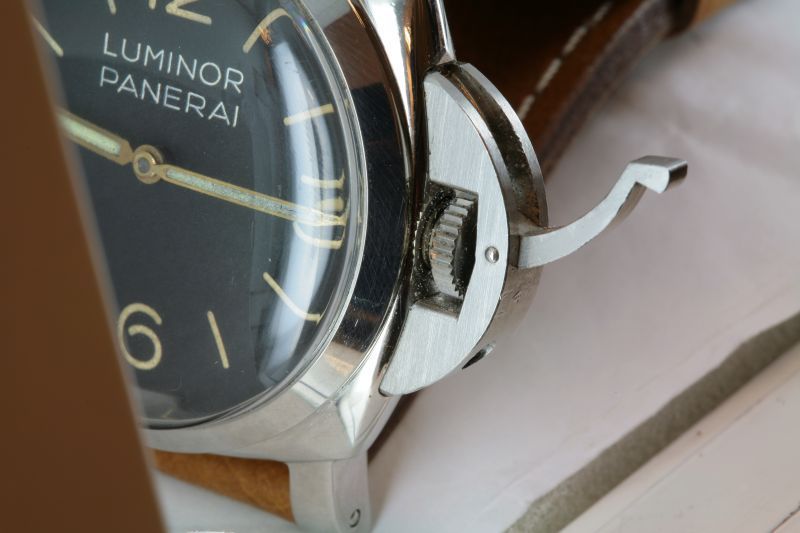 Panerai crown-guard bridge — close detail