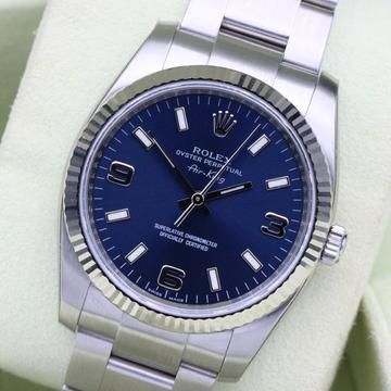 A Rolex Air-King (reference 114234, circa 2010) — the entry Oyster Perpetual line named for RAF pilots in Rolex's 1930s aviation era.