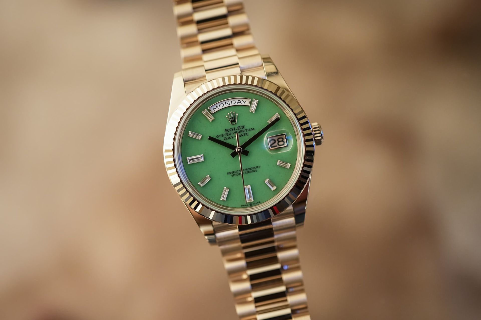 Rolex Day-Date Jubilee Gold (228235JG-0003): New In-House Gold Alloy, Green Aventurine Dial